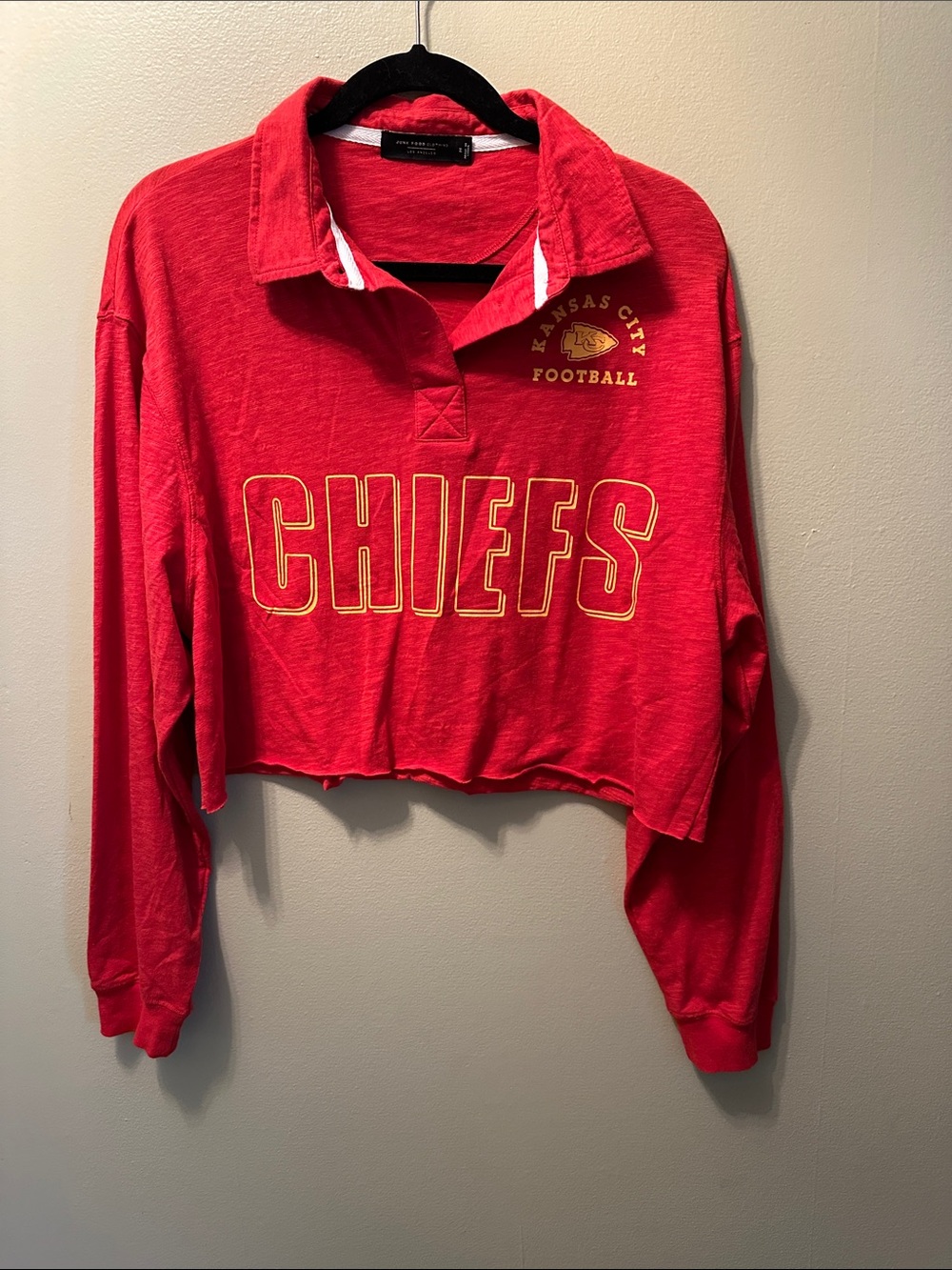 KC Chiefs Red Collared Cropped Tee